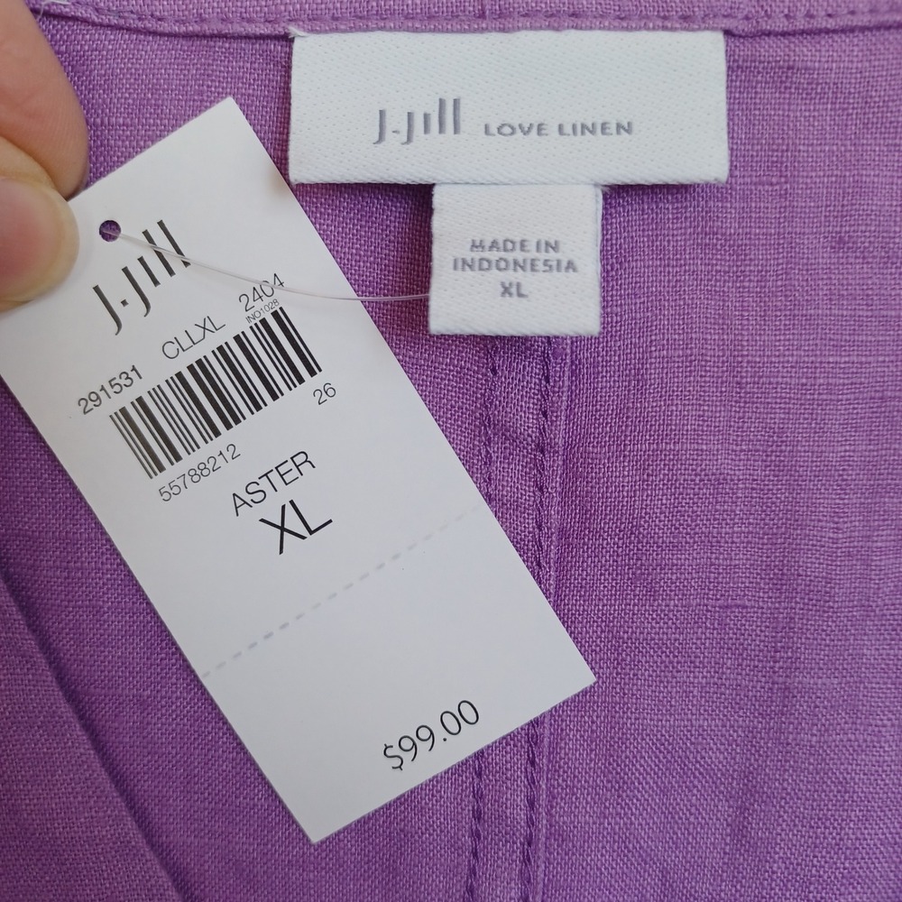 J. Jill Love Linen Aster Purple V-Neck Shift Dress XL NEW 291531 - Picture 4 of 9
